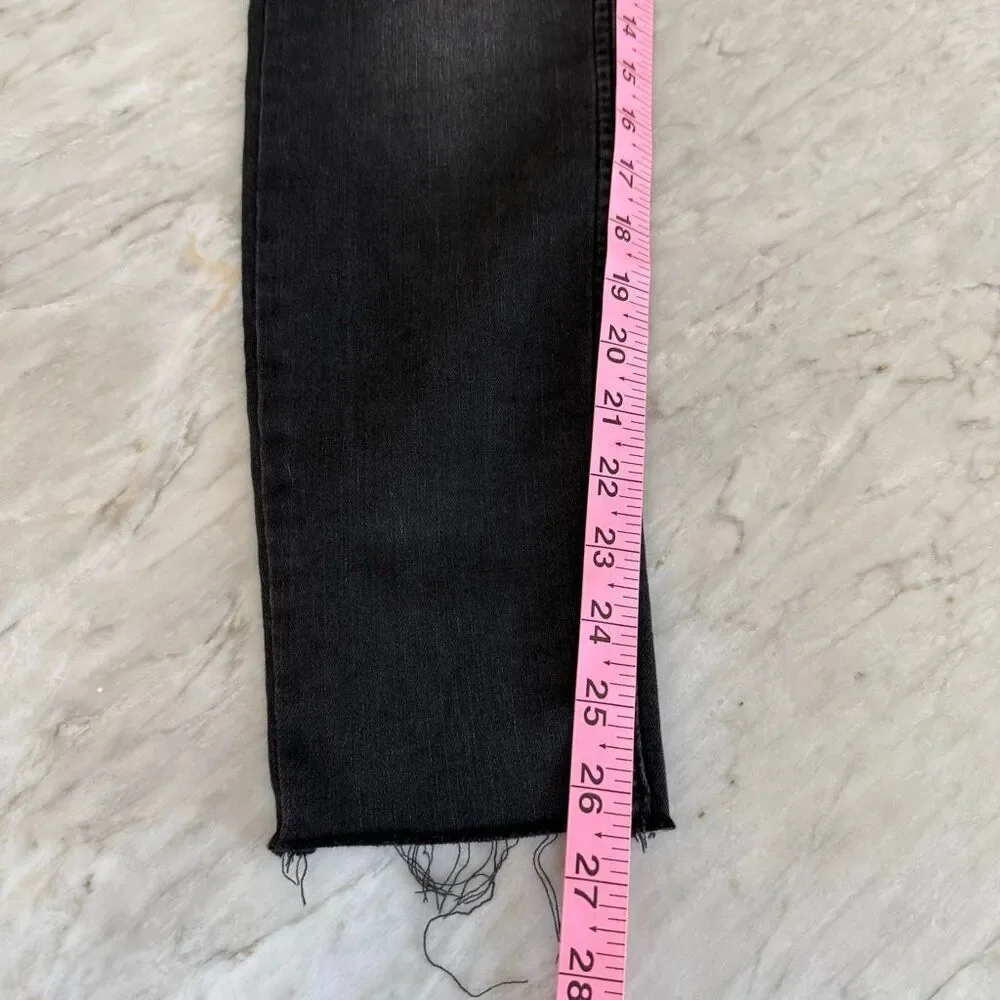 Free People Women's Black Stretch Denim Skinny Pants Jeans Size 27 raw hem